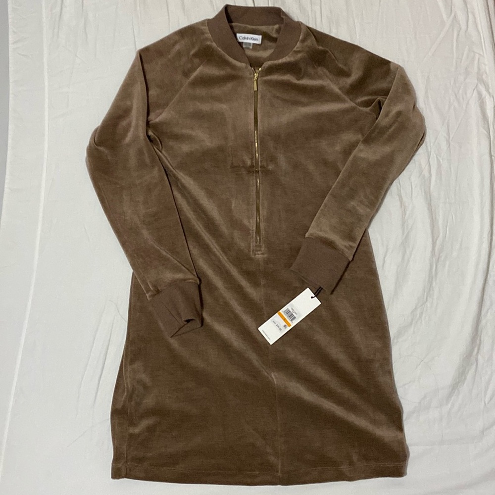Tan Long-Sleeve Dress